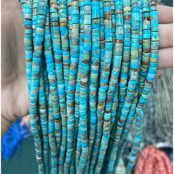 No_2220_Enhanced Blue Imperial Jasper Disc (heishi) Spacer Beads_4*2mm_(Sold Per Strand)