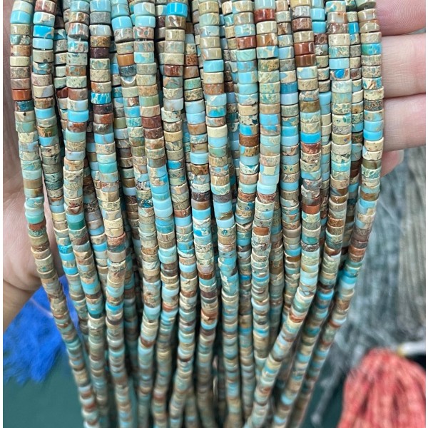 No_2221_Enhanced Light Blue Imperial Jasper Disc (heishi) Spacer Beads_4*2mm_(Sold Per Strand)