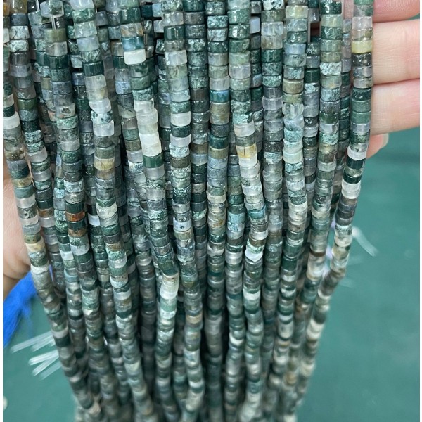 No_2225_Natural Moss Agate Disc (heishi) Spacer Beads_4*2mm_(Sold Per Strand)