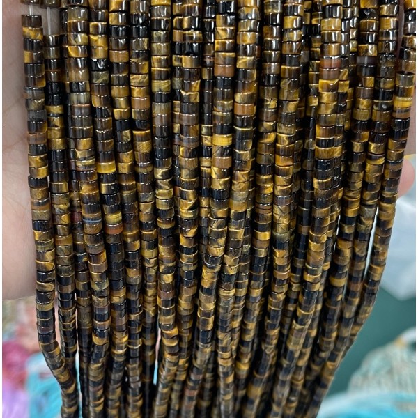 No_2238_Natural Yellow Tiger Eye Stone Disc (heishi) Spacer Beads_4*2mm_(Sold Per Strand)