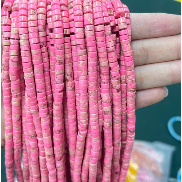 No_2253_Synthetic Pink Imperial Jasper Disc (heishi) Spacer Beads_4*2mm_(Sold Per Strand)
