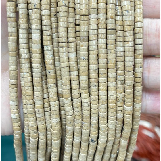 No_2268_Natural Yellow Sandstone Disc (heishi) Spacer Beads_4*2mm_(Sold Per Strand)