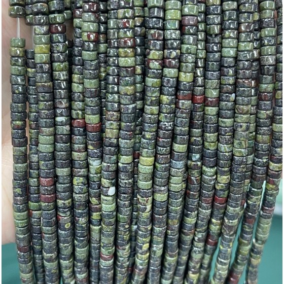 No_2275_Natural Dragon Blood Jasper Disc (heishi) Spacer Beads_4*2mm_(Sold Per Strand)