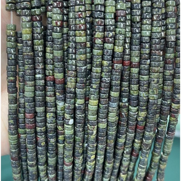 No_2275_Natural Dragon Blood Jasper Disc (heishi) Spacer Beads_4*2mm_(Sold Per Strand)