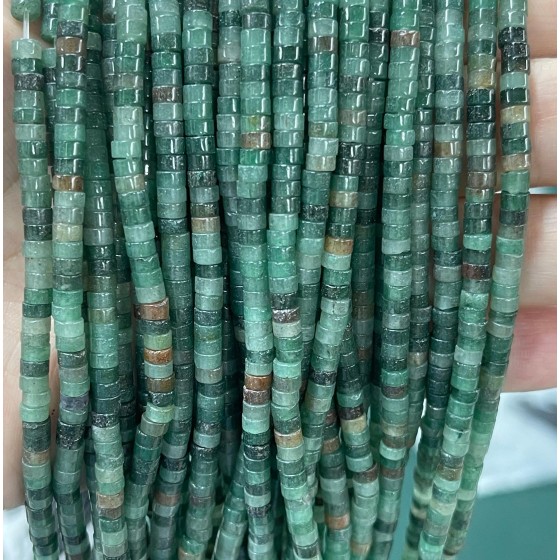 No_2276_Natural Dark Green Jade Disc (heishi) Spacer Beads_4*2mm_(Sold Per Strand)