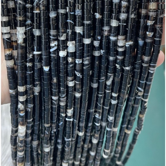 No_2293_Natural Black Striped Agate Disc (heishi) Spacer Beads_4*2mm_(Sold Per Strand)
