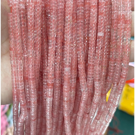 No_2314_Synthetic Watermelon Red Crystal Disc (heishi) Spacer Beads_4*2mm_(Sold Per Strand)