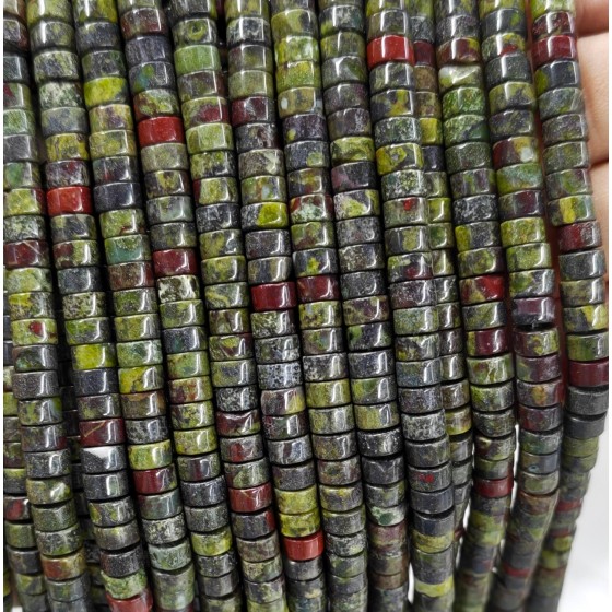 No_2324_Natural Dragon Blood Jasper Disc (heishi) Spacer Beads_6*3mm_(Sold Per Strand)
