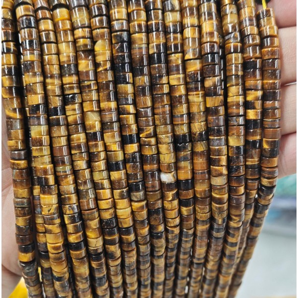 No_2340_Natural Yellow Tiger Eye Stone Disc (heishi) Spacer Beads_6*3mm_(Sold Per Strand)