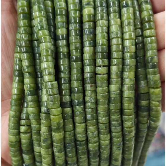 No_2343_Natural Dark Serpentine Disc (heishi) Spacer Beads_6*3mm_(Sold Per Strand)