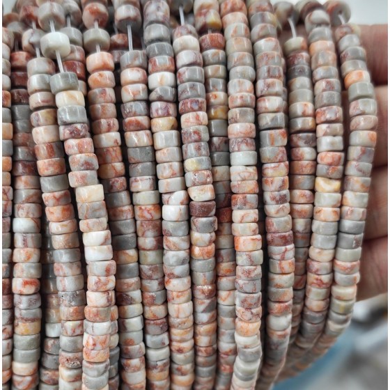 No_2348_Natural Red Network Jasper Disc (heishi) Spacer Beads_6*3mm_(Sold Per Strand)