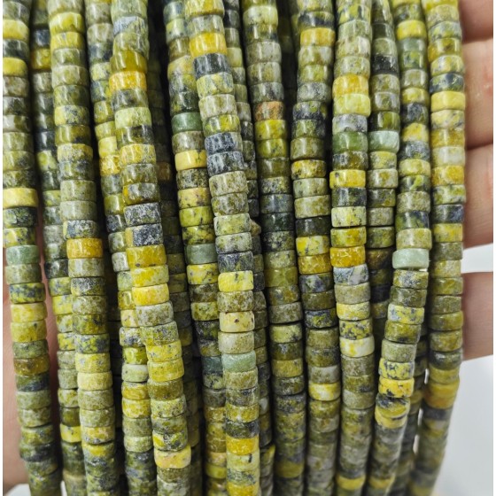 No_2365_Natural Grass Yellow Turquoise Disc (heishi) Spacer Beads_6*3mm_(Sold Per Strand)