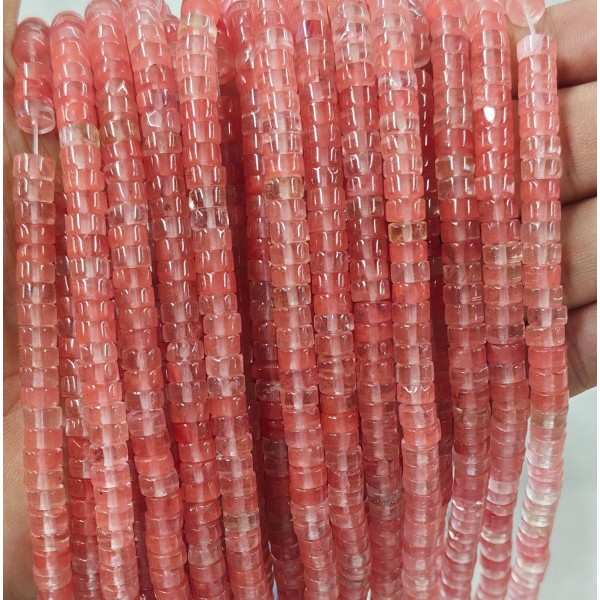 No_2370_Synthetic Watermelon Red Crystal Disc (heishi) Spacer Beads_6*3mm_(Sold Per Strand)