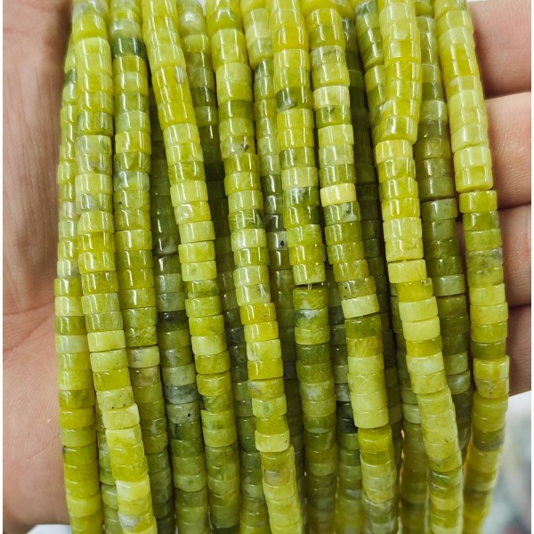 No_2382_Natural Lemon Jade Disc (heishi) Spacer Beads_6*3mm_(Sold Per Strand)