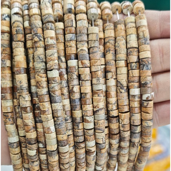 No_2383_Natural Picture Jasper Disc (heishi) Spacer Beads_6*3mm_(Sold Per Strand)
