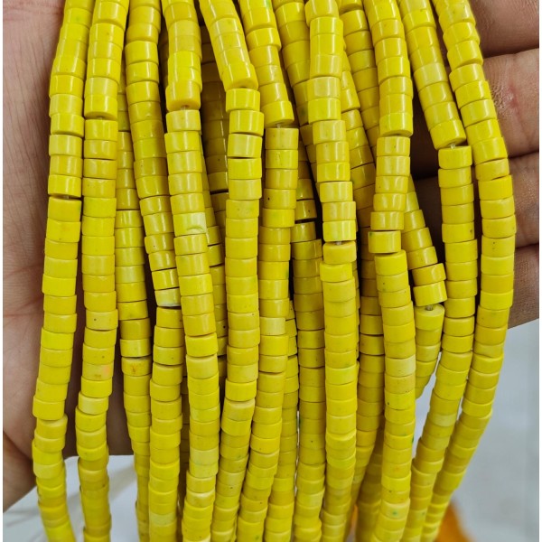 No_2392_Synthetic Bright Yellow Stone Disc (heishi) Spacer Beads_6*3mm_(Sold Per Strand)