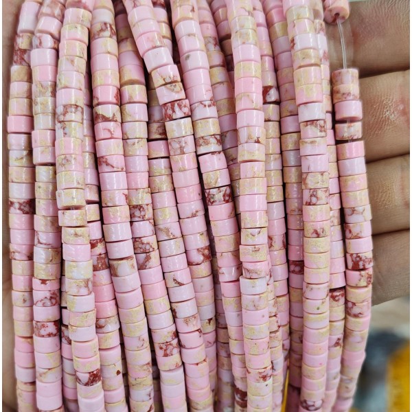 No_2393_Synthetic Pink Imperial Jasper Disc (heishi) Spacer Beads_6*3mm_(Sold Per Strand)