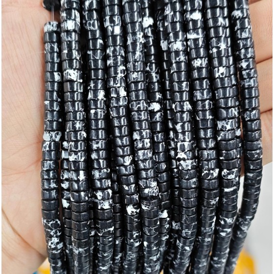 No_2397_Synthetic Black Imperial Jasper Disc (heishi) Spacer Beads_6*3mm_(Sold Per Strand)
