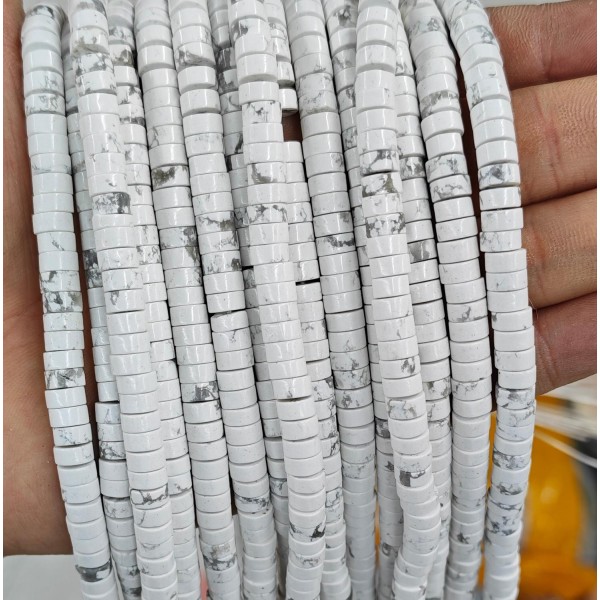 No_2402_Natural Howlite Disc (heishi) Spacer Beads_6*3mm_(Sold Per Strand)