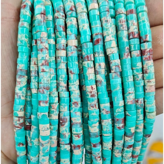 No_2403_Synthetic Green Serpentine Stone Disc (heishi) Spacer Beads_6*3mm_(Sold Per Strand)