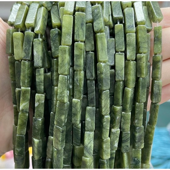 No_2425_Natural Dark Southern Jade Rectangle Beads_4*13mm_(Sold Per Strand)