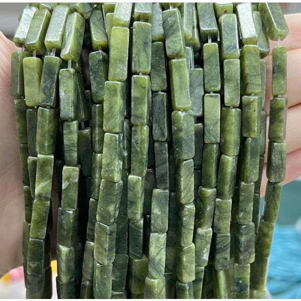 No_2425_Natural Dark Southern Jade Rectangle Beads_4*13mm_(Sold Per Strand)