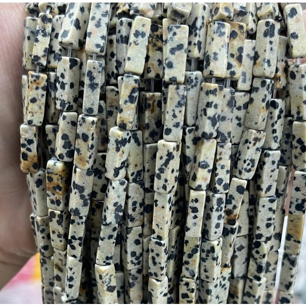 No_2430_Natural Dalmation Jasper Rectangle Beads_4*13mm_(Sold Per Strand)