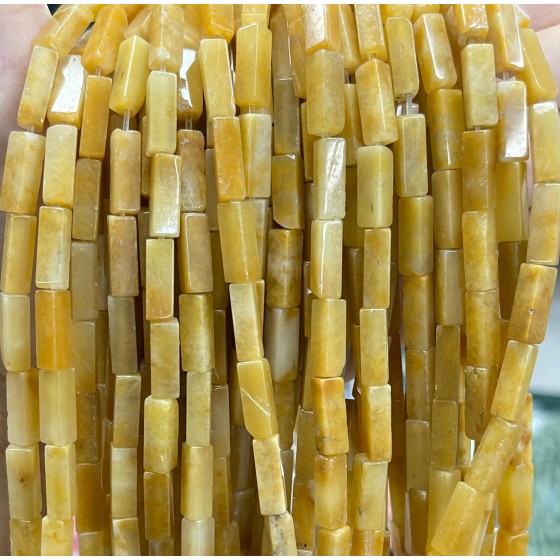 No_2431_Natural Old Yellow Jade Rectangle Beads_4*13mm_(Sold Per Strand)