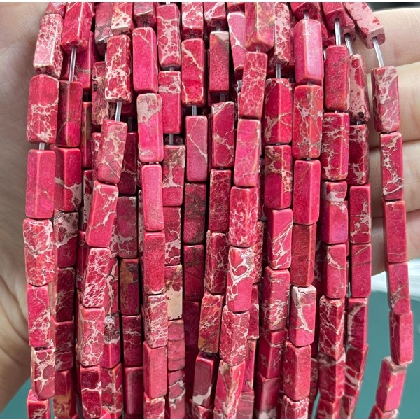 No_2432_Enhanced Red Imperial Jasper Rectangle_4*13mm_(Sold Per Strand)