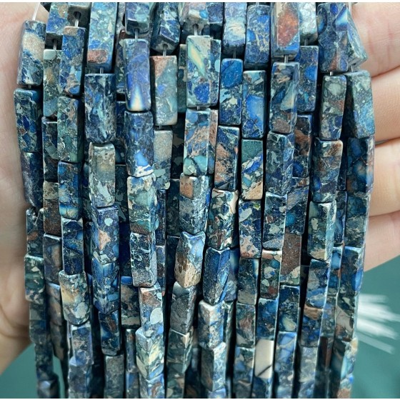 No_2435_Enhanced Ink Blue Imperial Jasper Rectangle_4*13mm_(Sold Per Strand)