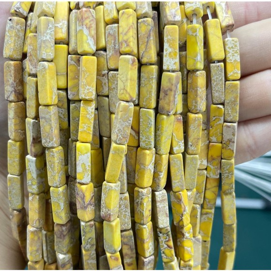 No_2441_Enhanced Bright Yellow Imperial Jasper Rectangle_4*13mm_(Sold Per Strand)