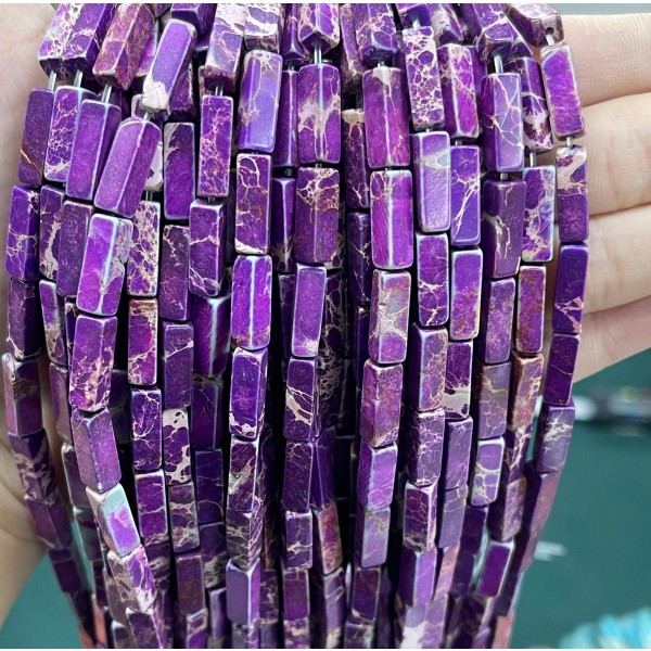 No_2442_Enhanced Deep Purple Imperial Jasper Rectangle_4*13mm_(Sold Per Strand)