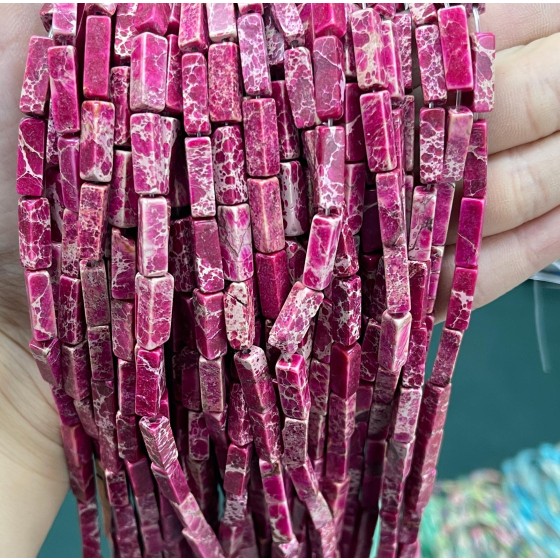 No_2444_Enhanced Purple Red Imperial Jasper Rectangle_4*13mm_(Sold Per Strand)