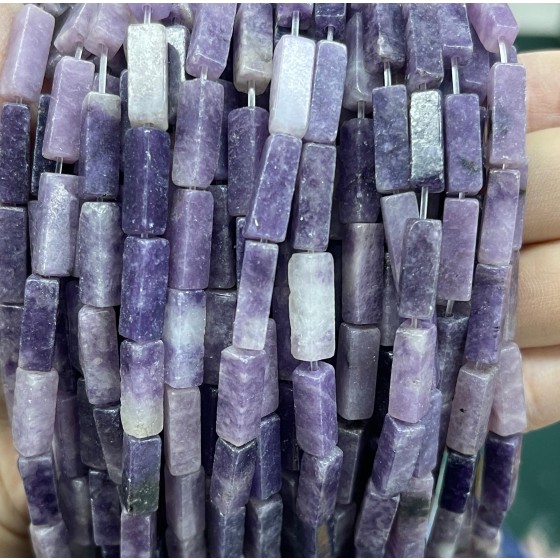 No_2449_Natural  Purple Lepidolite Rectangle_4*13mm_(Sold Per Strand)