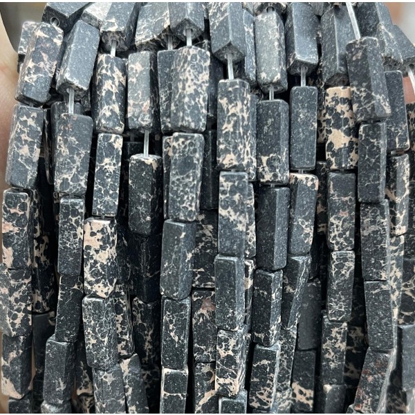 No_2459_Synthetic Black Imperial Jasper Rectangle_4*13mm_(Sold Per Strand)