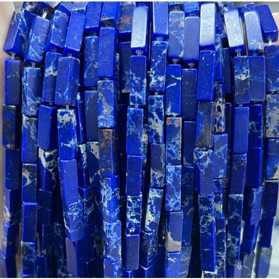 No_2462_Synthetic Dark Blue Imperial Jasper Rectangle_4*13mm_(Sold Per Strand)