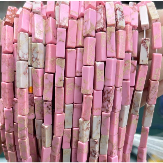 No_2468_Synthetic Pink Imperial Jasper Rectangle_4*13mm_(Sold Per Strand)