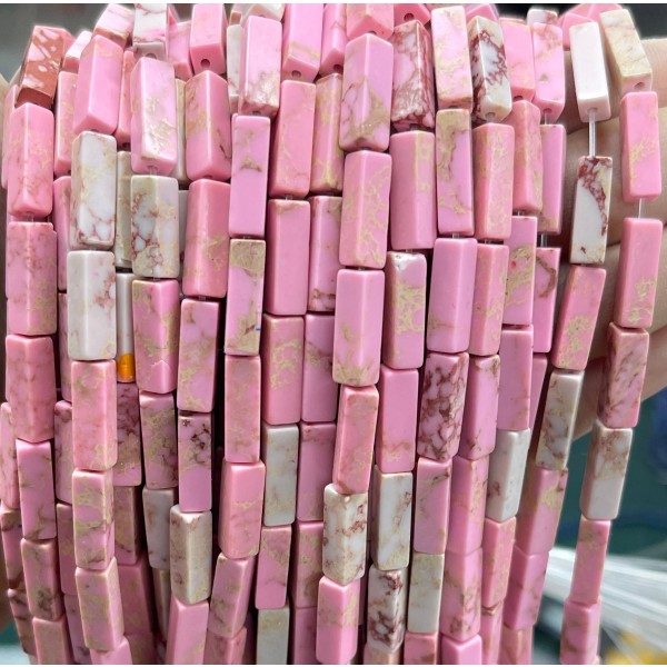 No_2468_Synthetic Pink Imperial Jasper Rectangle_4*13mm_(Sold Per Strand)