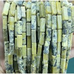 No_2489_Natural Grass Yellow Turquoise Rectangle_4*13mm_(Sold Per Strand)