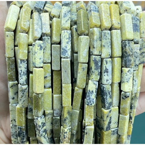 No_2489_Natural Grass Yellow Turquoise Rectangle_4*13mm_(Sold Per Strand)