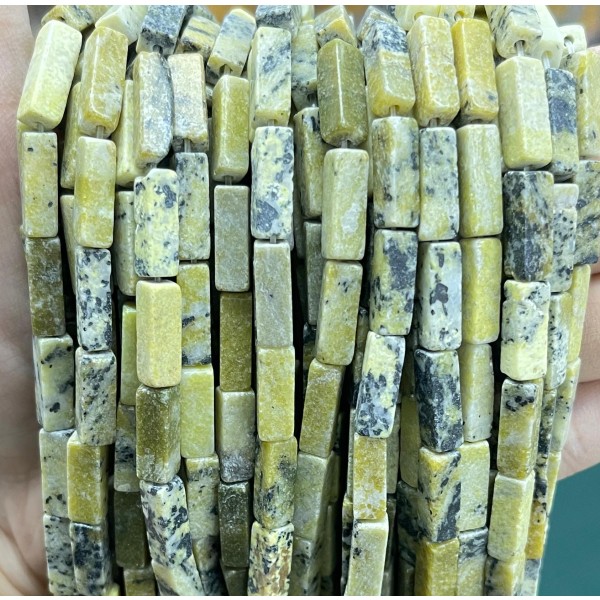 No_2489_Natural Grass Yellow Turquoise Rectangle_4*13mm_(Sold Per Strand)