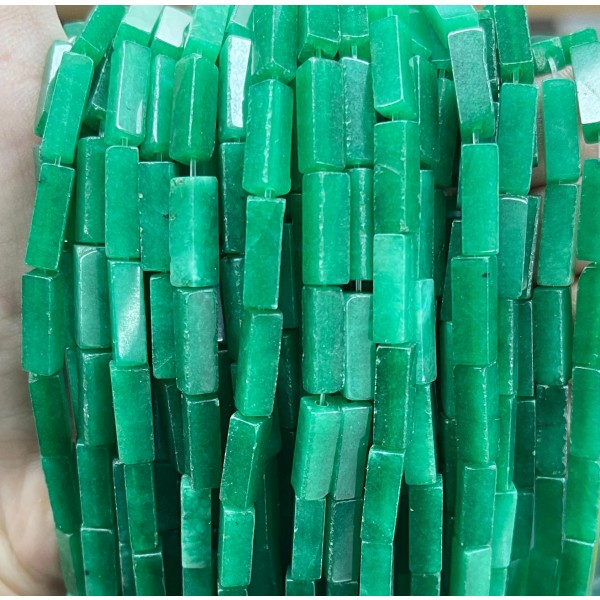 No_2494_Enhanced Dry Green Chalcedony Rectangle Beads_4*13mm_(Sold Per Strand)