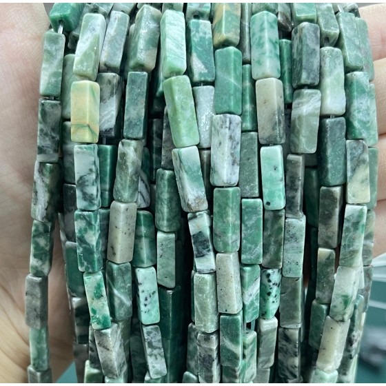 No_2495_Natural Qinghai Green Rectangle Beads_4*13mm_(Sold Per Strand)