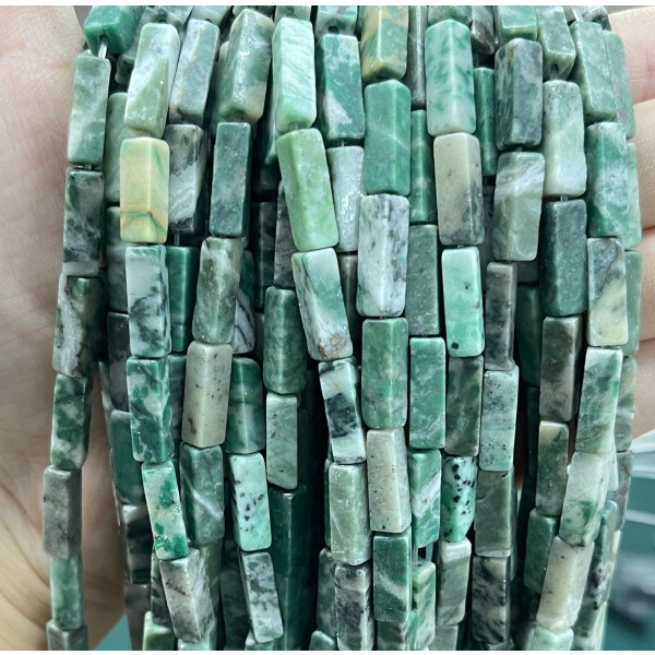 No_2495_Natural Qinghai Green Rectangle Beads_4*13mm_(Sold Per Strand)