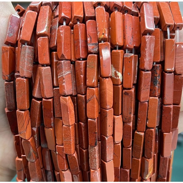 No_2497_Natural Red Jasper Rectangle Beads_4*13mm_(Sold Per Strand)