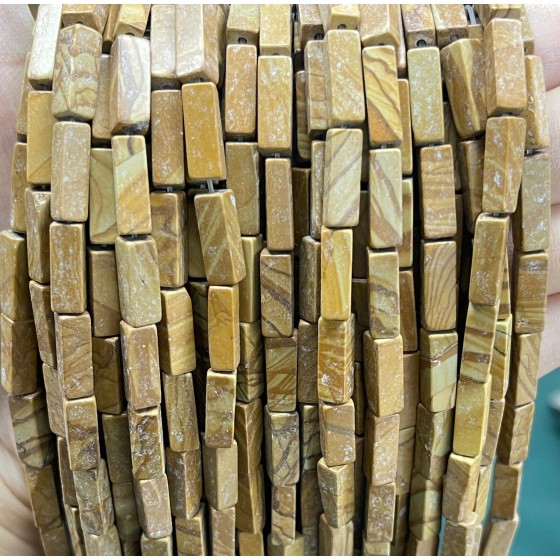 No_2502_Natural Yellow Picture Jasper Rectangle_4*13mm_(Sold Per Strand)