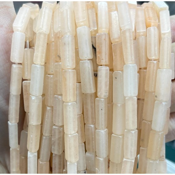 No_2505_Natural Cream Yellow Jade Rectangle_4*13mm_(Sold Per Strand)