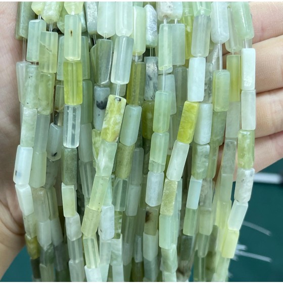 No_2507_Natural Green Tea Cream Xiuyan Jade Rectangle_4*13mm_(Sold Per Strand)