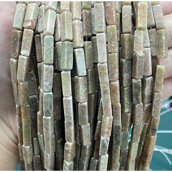 No_2513_Natural Medium Unakite Rectangle_4*13mm_(Sold Per Strand)