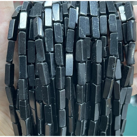 No_2514_Natural Black Stone Rectangle_4*13mm_(Sold Per Strand)